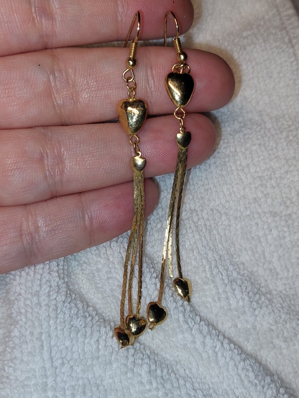Goldtone Heart Drop Dangle Earrings - Women Jewelry